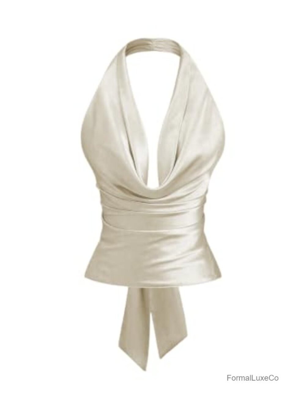 SweatyRocks Silk Satin Cowl Neck Halter Top Sleeveless Tie Backless Tank Top